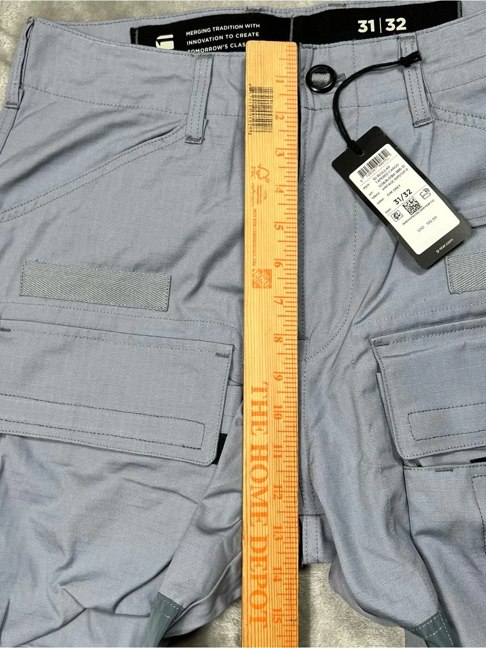 G Star Raw 3D Tapered Cargo Pants Mens 32x30 Gray Contrast Double Knee Ripstop